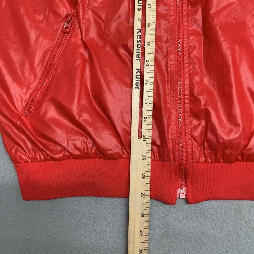 Vtg Izod Lacoste Jacket Mens L Gloss‎ Red Bomber Full Zip Windbreaker 80s Hooded - Picture 8 of 11